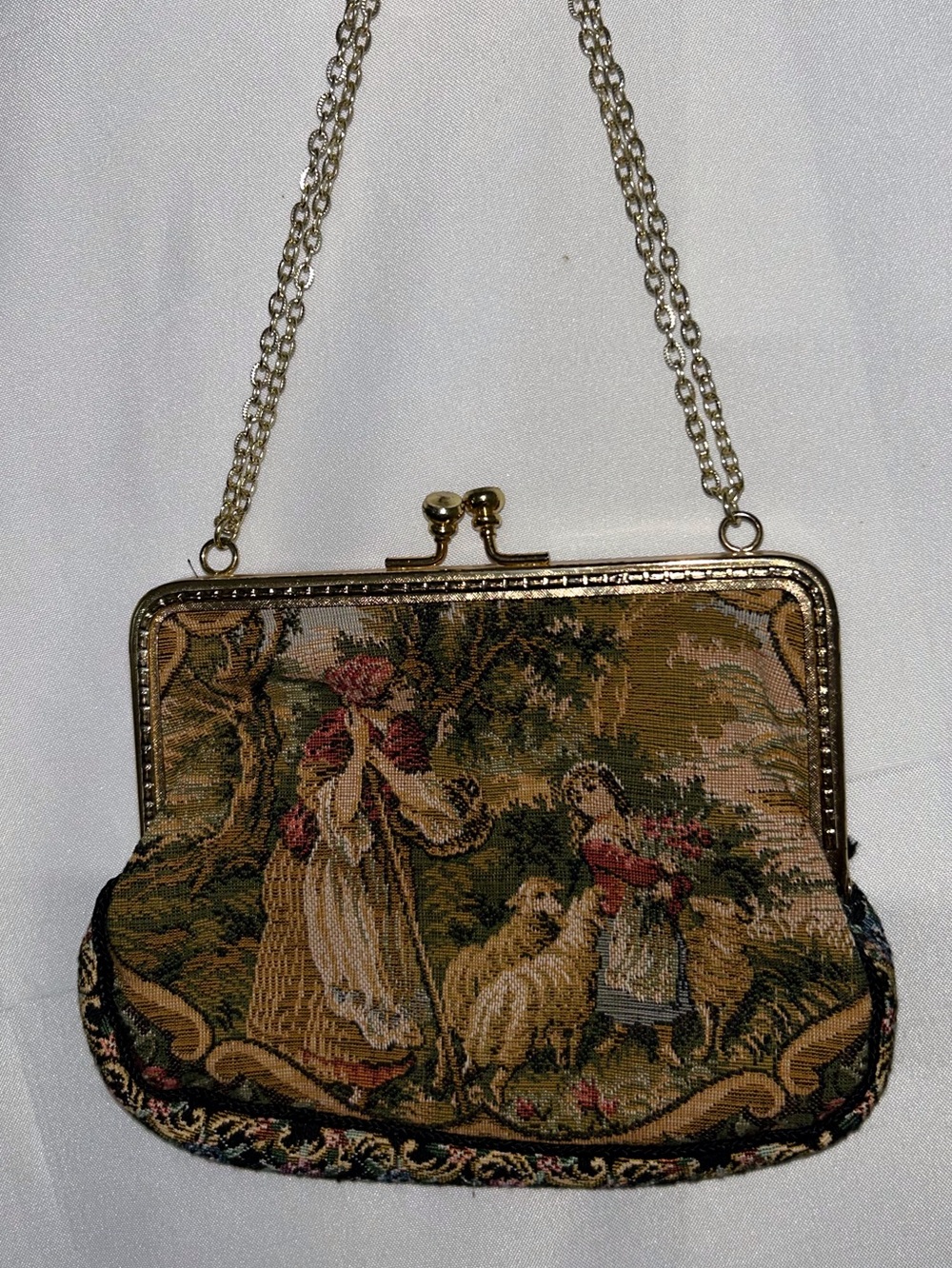 Vintage French Jacquard Tapestry Frame Evening Bag